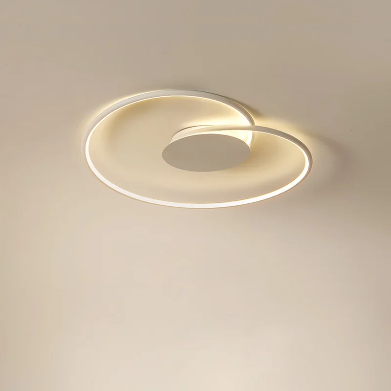 Нордическая Минималистичная черно-белая железная линия, круглая потолочная лампа, лампа с регулируемой яркостью, светильник для спальни, кабинета, 50 см/60 см