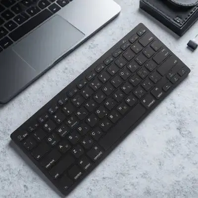 Hebrew Wireless Keyboard Silent Portable Ultrathin Computer Accessory Full Size Comfortable Typing Easy Carry Business Office