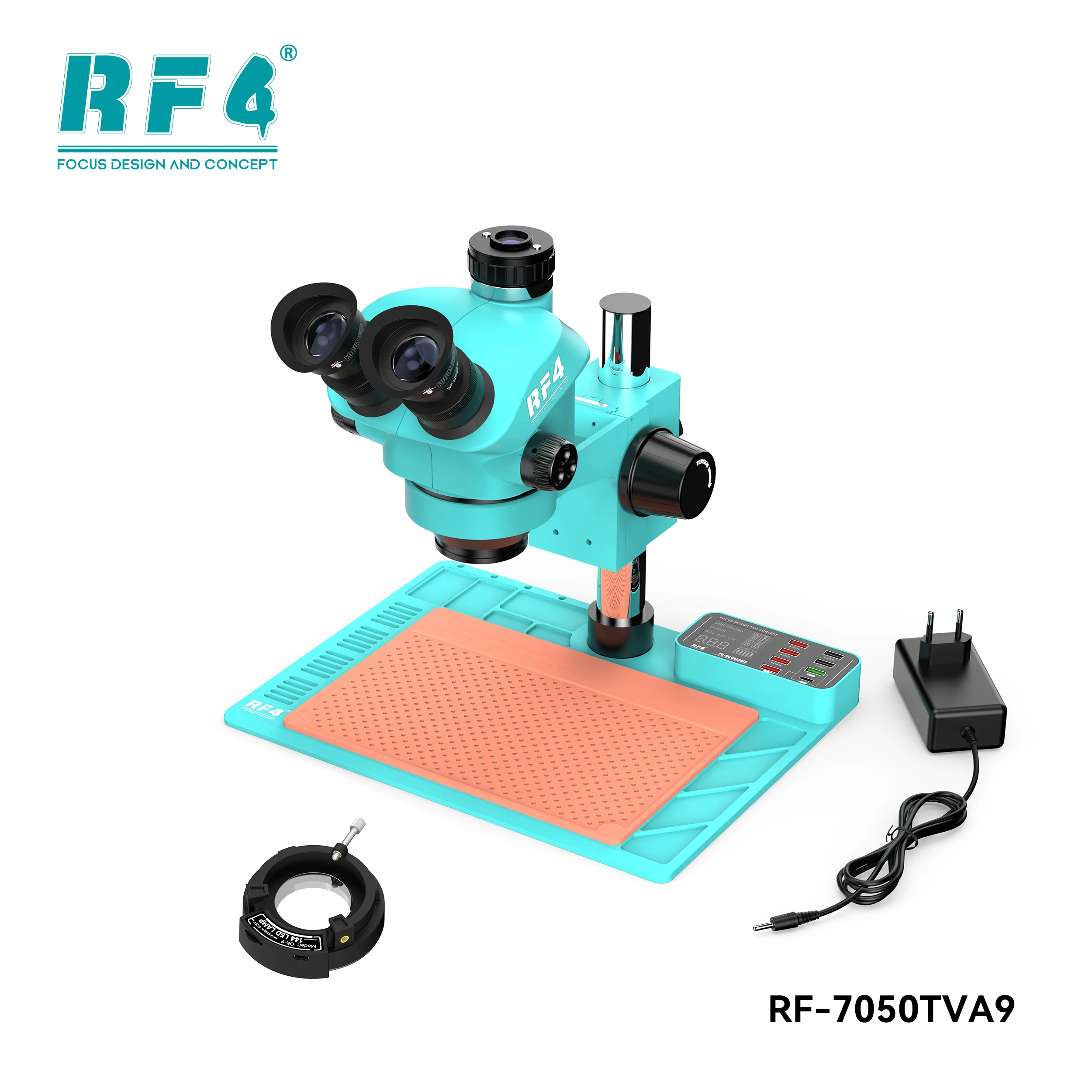 RF4 베이스에는 USB 인터페이스 충전기, 삼안 실체 현미경, 휴대폰 수리용 특수 도크 RF-7050TVA9-39B가 장착되어 있습니다.