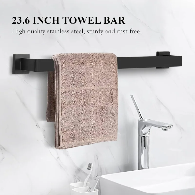 Bathroom Hardware Set Towel Bar Set for Bathroom Include Towel Bar Ring TP Holder Coat Hooks Stainless Steel