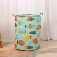 New Print Laundry Basket Portable Foldable Home Laundry Storage Bag Cotton Linen Hamper for Kids Toys Dirty Clothes Basket Large 5