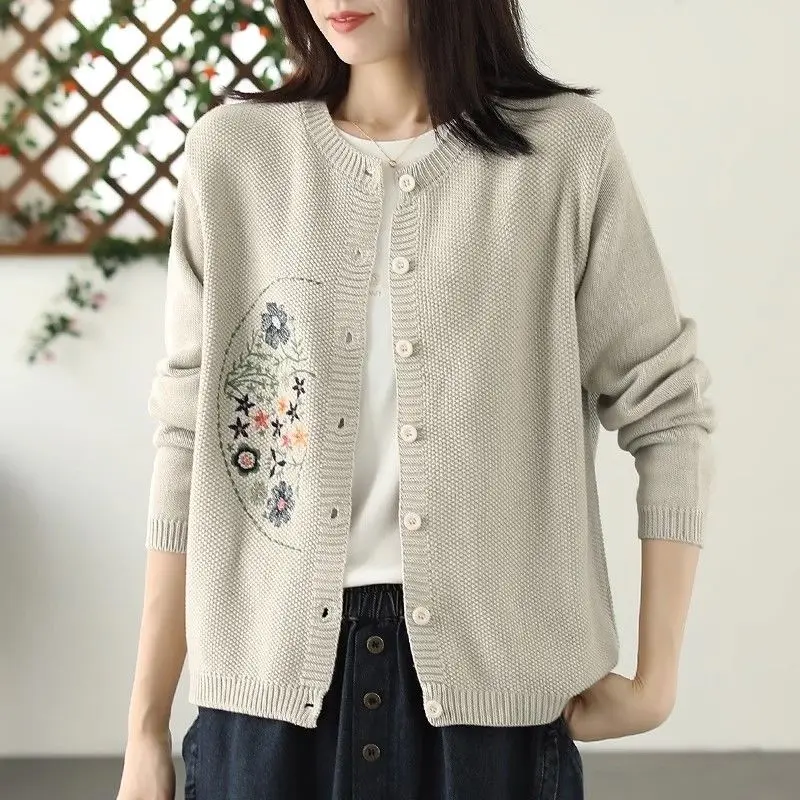 Suéter Largo De Punto Con Solapa Para Mujer, Cárdigan Informal, Chaqueta Suelta, Otoño E