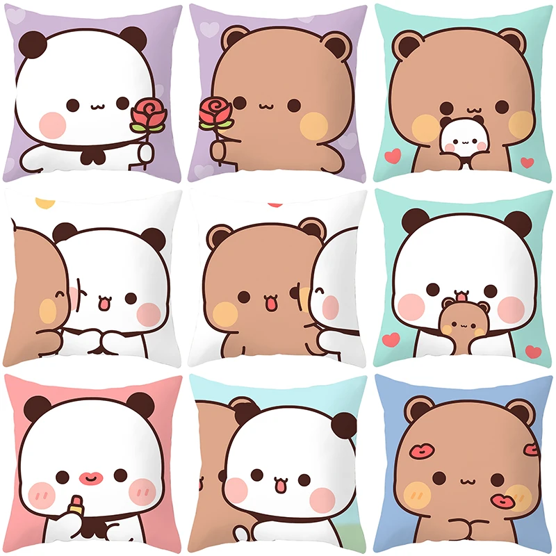 귀여운 곰 bubu dudu 베개 커버 유행 애니메이션 달콤한 커플 선물 소파 룸 머리맡 홈 인테리어