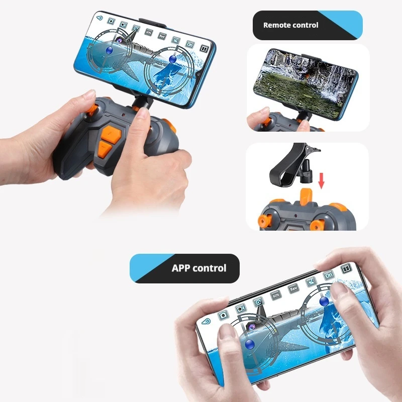 Shark Remote Control With Camera Rechargeable Giant Toothed Shark Model That Can Swing Underwater Children'S Remote Control Toy