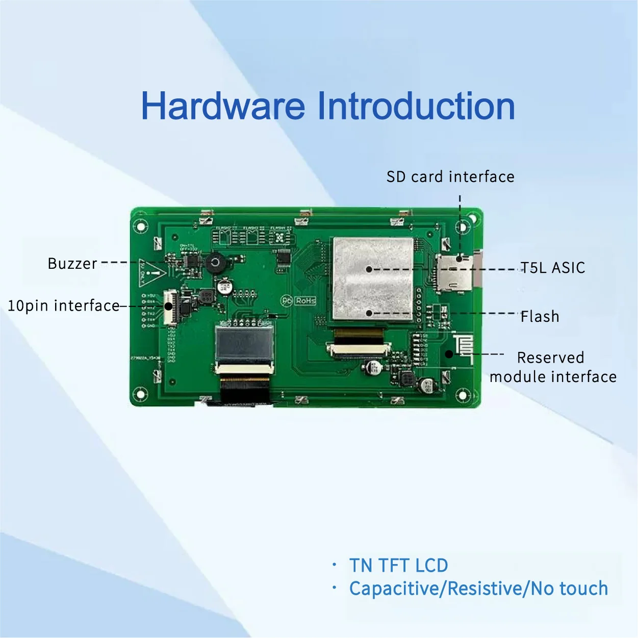 DWIN 5.0 Inch HMI Intelligent Module, LCD Display, 800*RGB*480, Reserved WIFI/USB Interface  - DMG80480C050_03WTC