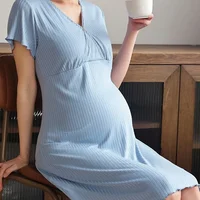 Women's Spring  Summer Padded Sleeping Dress  Postpartum Breastfeeding  Large Size  Women's Home Clothes  Pajamas  Midi Dress 1