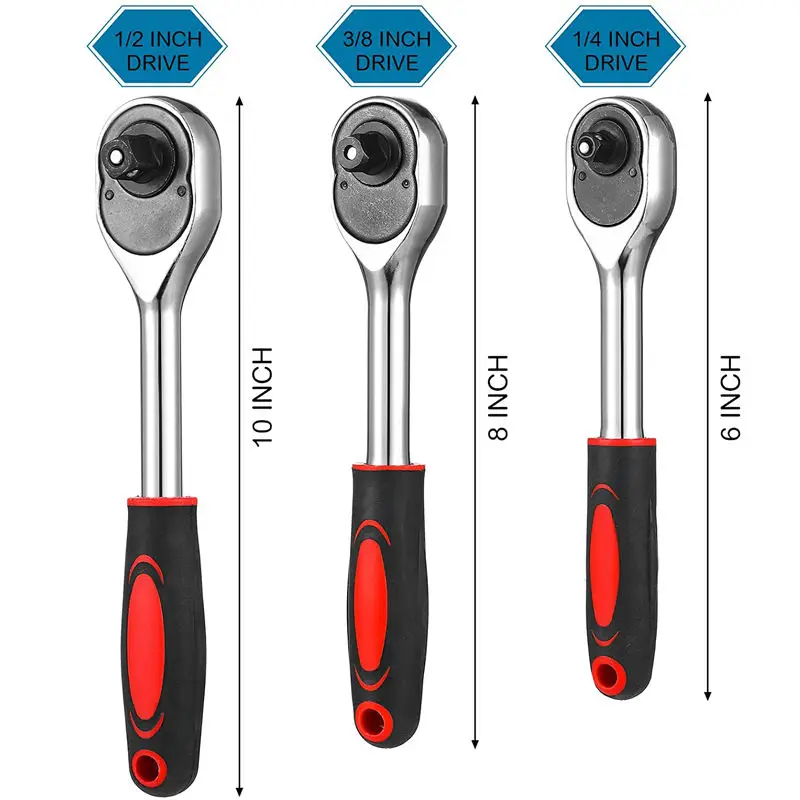 Cheie cu clichet de 1/4 3/8 inch 24 dinți cu antrenare cu clichet cheie cu dublă Instrument multifuncțional DIY instrument de mână cu clichet cheie cu mâner_voghion.com