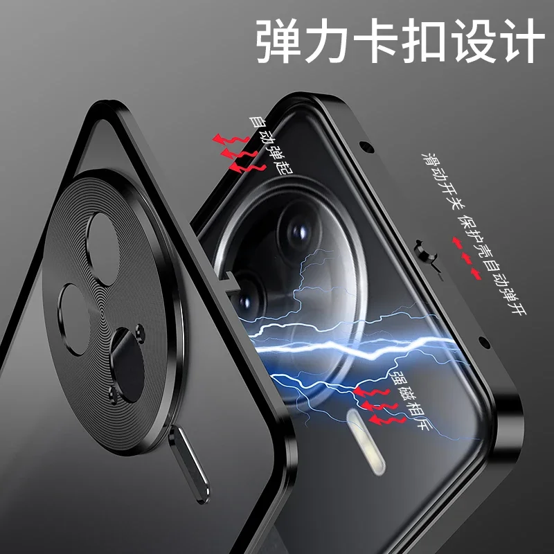 Luxury Aluminum Alloy Bumper Frame Magnet Metal Back Cover Phone Case