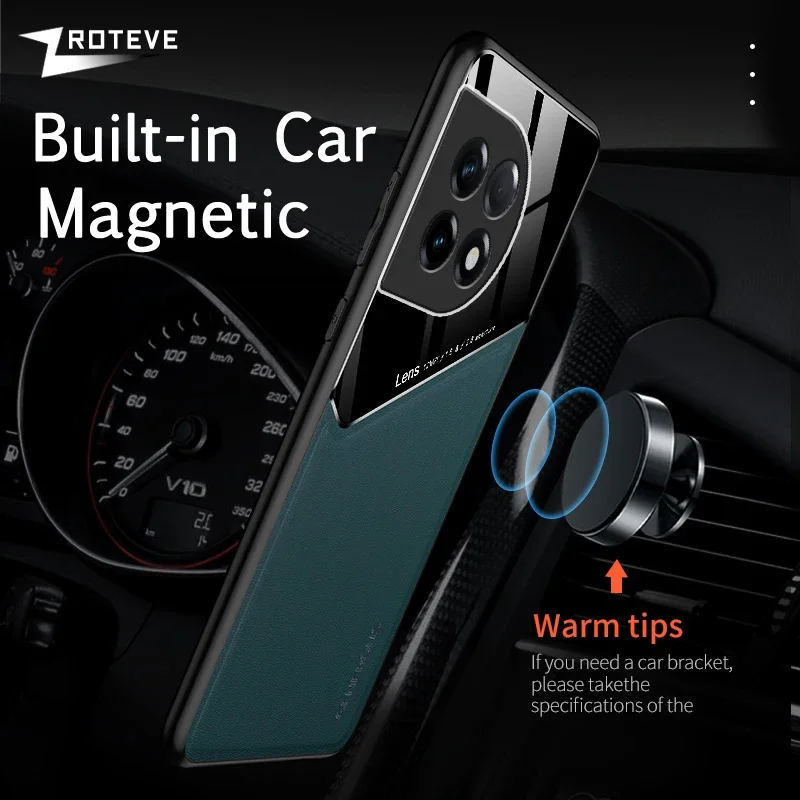 Elegant Zroteve PU Leather Magnetic Car Mount Phone Case