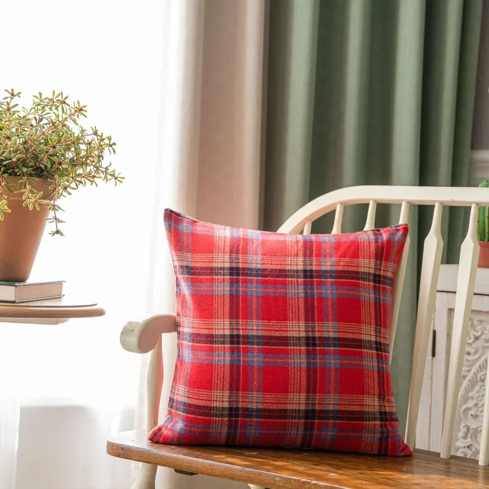 Home Decor Grid Pattern Christmas Pillowcase INS Style Christmas Tree Throw Pillowcover 45CM Cushion Cover Living Room/Office