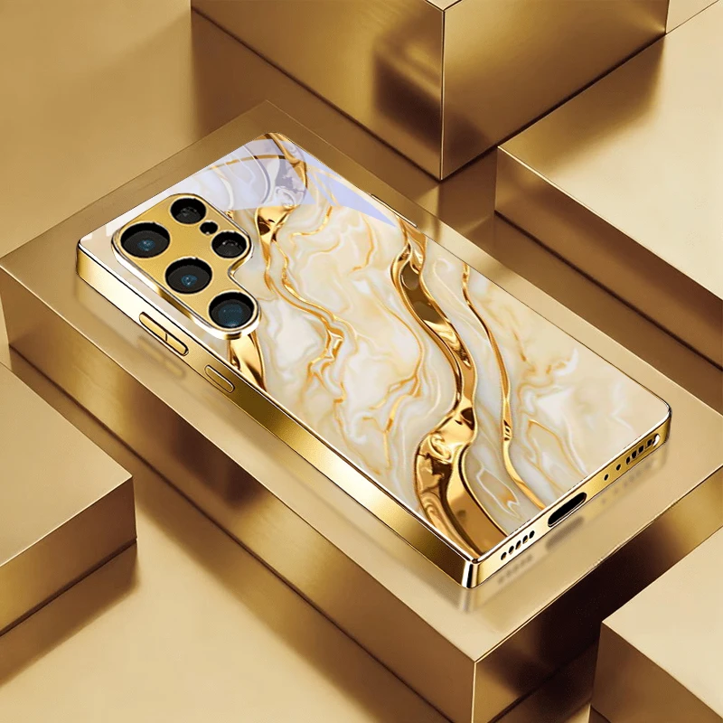 Cream-Gold Ethereal Electroplated Golden Phone Case Back Cover
