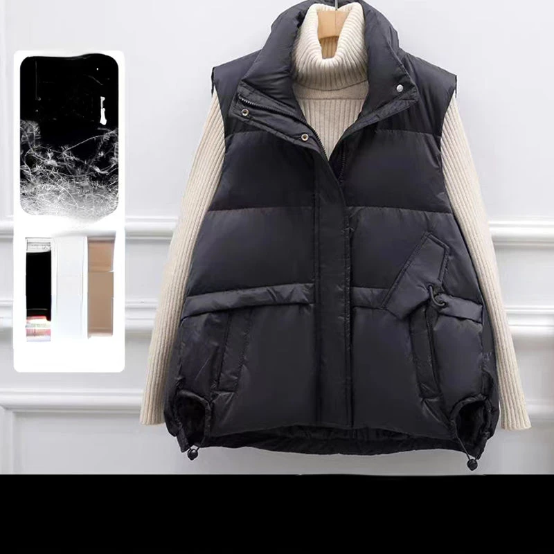 

Cotton Down Vest Women Winter New Fashion Solid Waistcoat Casual Loose Korean Style Sleeveless Jacket Waistcoat Outwear M04