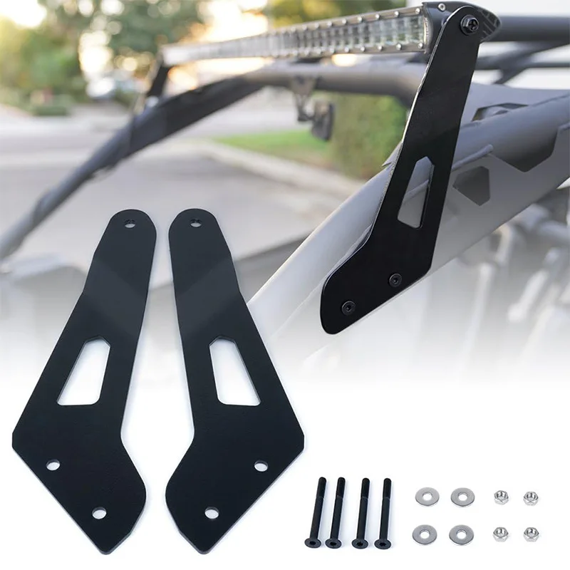 

Black 50 Inch Upper LED Light Bar Mounting Brackets 2 Pcs for 2017 2018 2019 2020 2021 Can-Am Maverick X3 Models