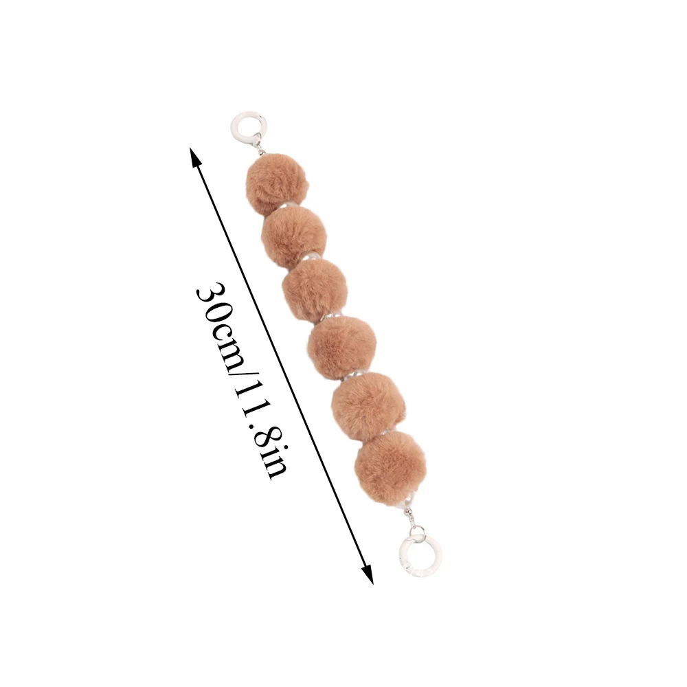 Colorful Hairball Phone Strap Wrist Strap Sweet Plush Anti Lose Sling Bag Pendant Chain  With Imitate Pearl Mobile Phone Lanyard