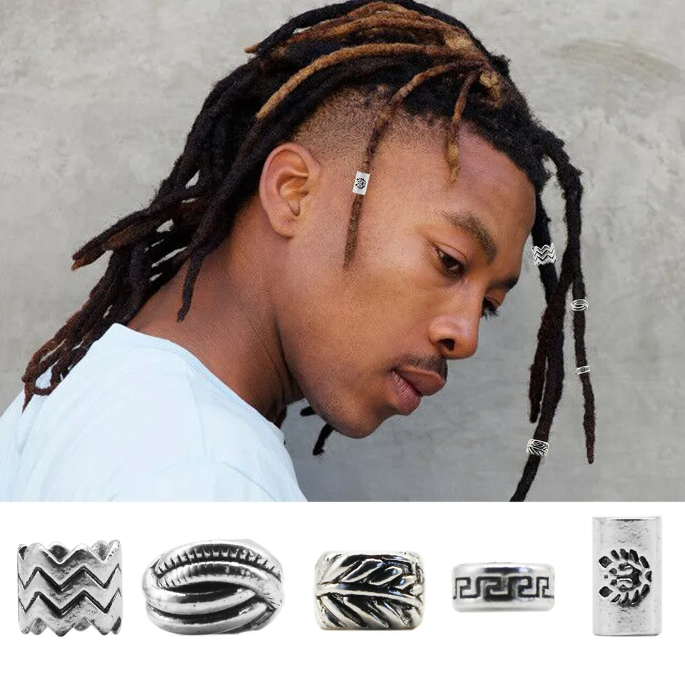 NBEADS 200 Perline Per Dreadlocks E Trecce, 8 Stili Diversi, Foro Largo 5,5-8,5 Mm, In Finto Legno E Plastica, Con Scatola Portaoggetti - 2