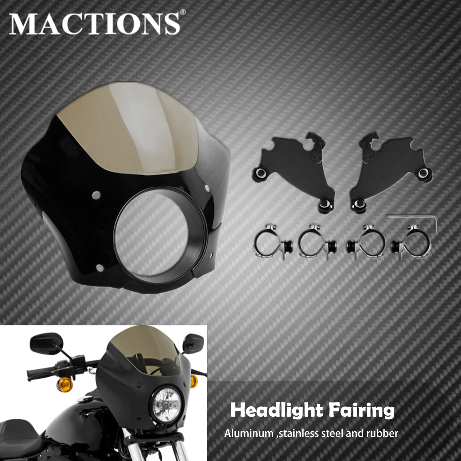 Motorcycle Gauntlet Headlight Fairing W/Trigger 39mm-49mm Lock Mount For Harley Sportster XL 883 1200 Nightster Roadster Custom |