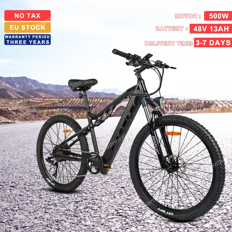 E Bike 500W Motore 48V 13Ah Batteria Al Litio 27.5 Pollici Pneumatico In Lega Di Alluminio Full Suspension Bici Elettrica Mountain Bicicletta Elettric