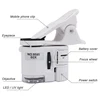 Universal Clip Microscope 60X LED Jewelry Magnifying Glass Focusing Adjusted Pocket Microscope with Cell Phone Clip UV Light 4