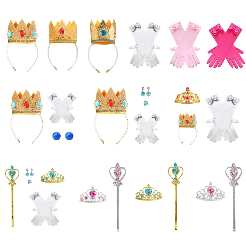 

4Pcs Princess Peachs Costume Princess Peachs Cosplay Dress up Costume Outfit