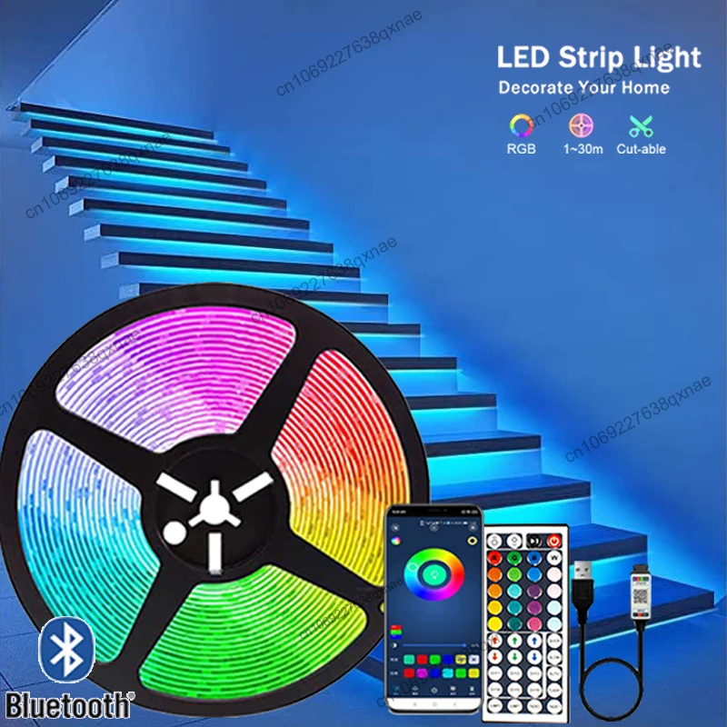 RGB LED Strip Lights Luces Led 10M 15M 20M 30M Led Lights Bluetooth Music Sync Neon Lights 5050 Led Tape Gaming Room Decoration