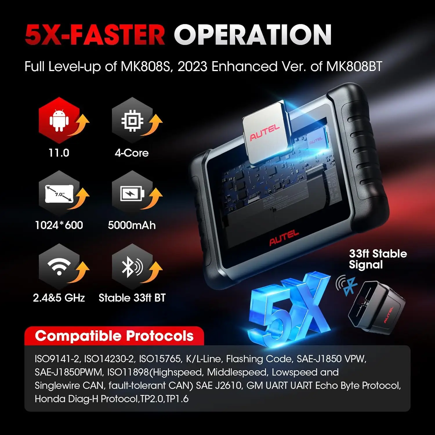 Autel MaxiCOM MK808K-BT MK808K BT Bluetooth OBD2 Scanner Same as MK808BT Pro Full Bidirectional Diagnostic Tools Code Reader 6