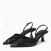 Point Head Kitten Heel Slingbacks Pumps For Women French Style Black Closed Head Mid-Heel Sandals Summer Sexy Cross Satins Shoes 1
