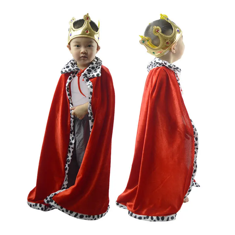 

Red Kids Boy Girl King Children Cosplay Cloak Cape Robe Sceptre Prince Crown Tiara Birthday Party Halloween Cosplay Accessory