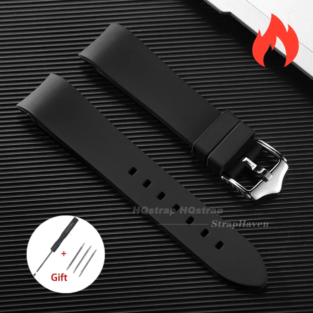 Enhanced Silicone Sport Strap - Curved End, Universal Waterproof Wristband (Multiple Widths Available)