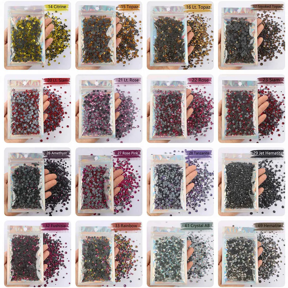 

Mixed Sizes Iron on Rhinestone Glass Strass SS6-SS30 2000pcs Mix Size Hotfix Rhinestones Hot Fix Rhinestones For Garment Shirts