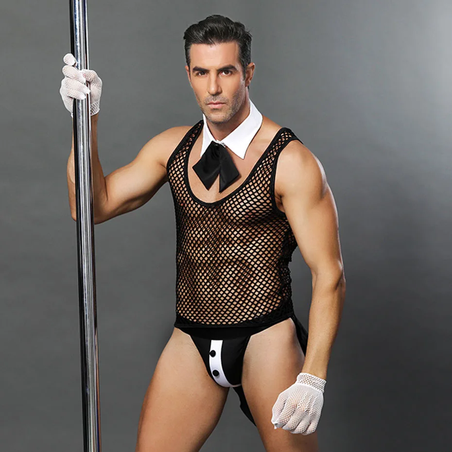 JSY Waiter Uniform Cosplay Lingerie Men's Underwear Set Erotic Costumes Role Play Outfits