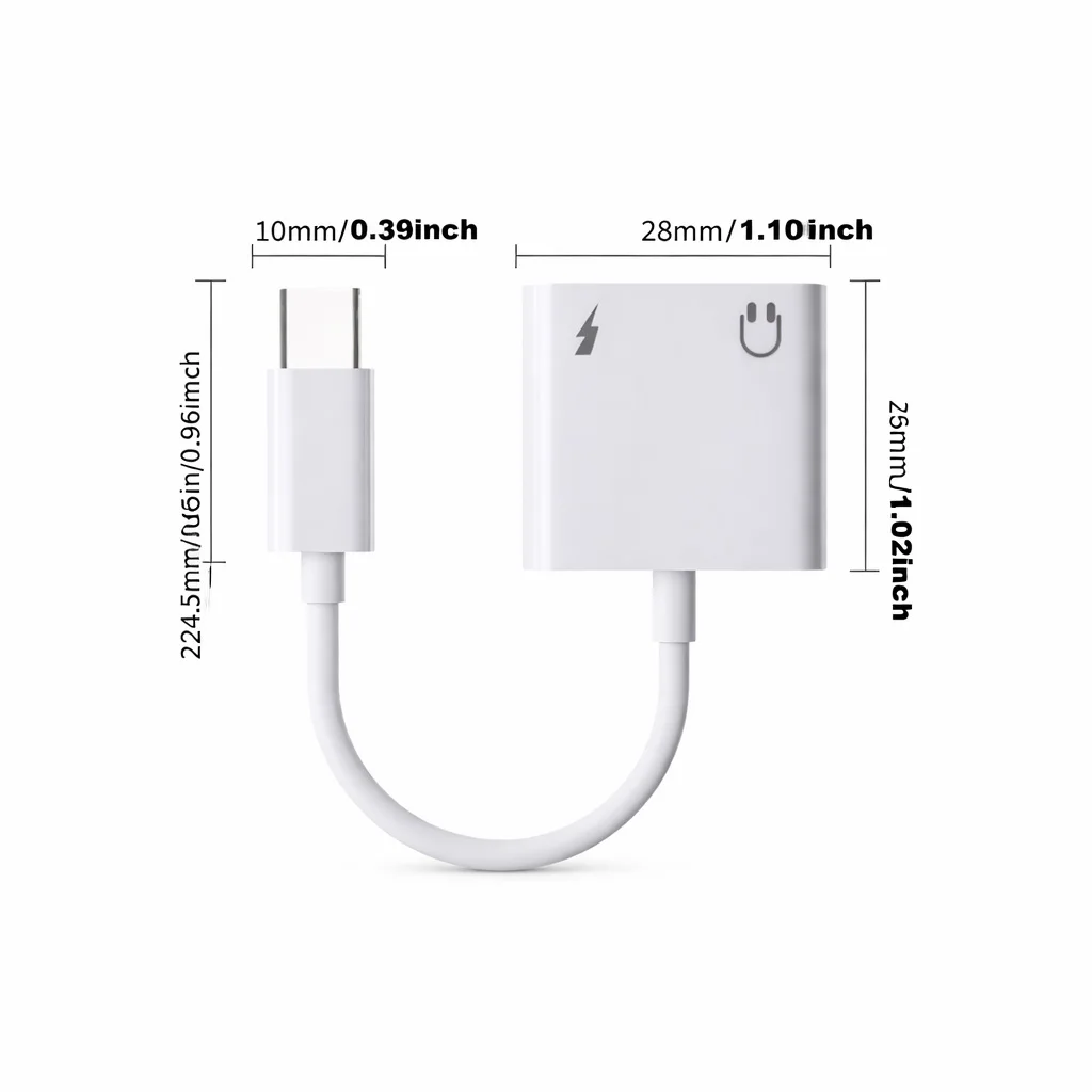 2 in 1 USB C to 3.5mm 오디오 어댑터 충전 스플리터, 아이폰 16 15 Pro Max 삼성 S22 S21용 타입 C Aux 헤드폰 잭 동글