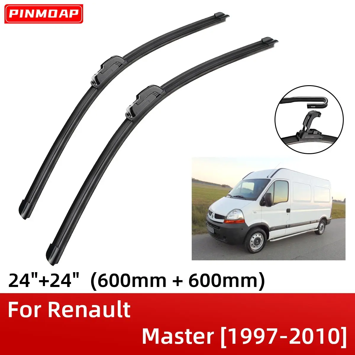 For Renault Master 19972010 24"+24" Front Windshield Wiper Blades