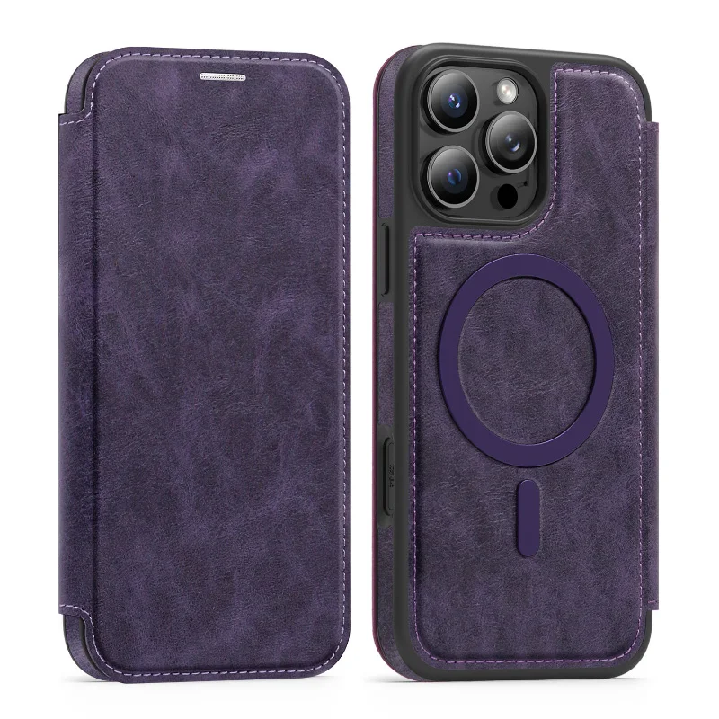 Magsafe Magnetic 360° Full Protection Leather Wallet Card Holder Phone Case