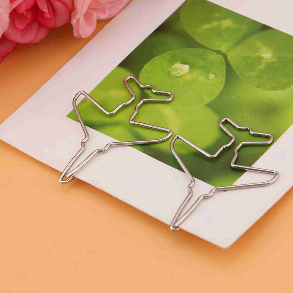 10pcs Pclip 비행기 비행기 종이 클립 스테인레스 스틸 실버 종이 클립 메모 클립 귀여운 북마크 클립 사무실 사용