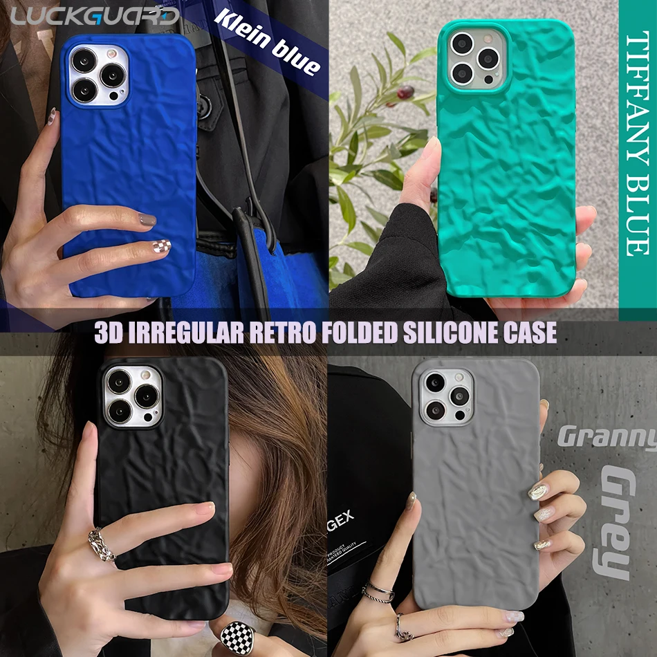 British Retro Original 3d Irregular Folds Slim Phone Case Silicone For