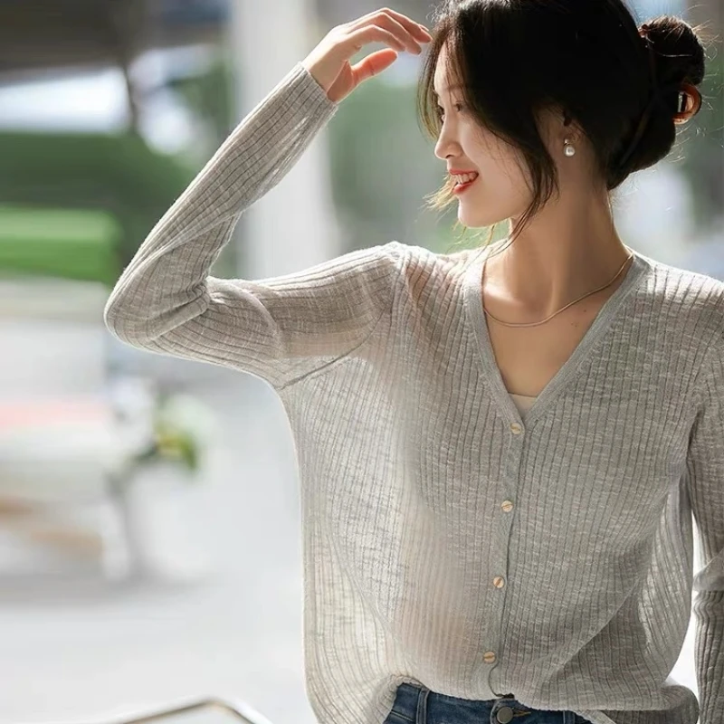 V-Neck Sun Protection Cardigan For Women's Summer Thin Breathable