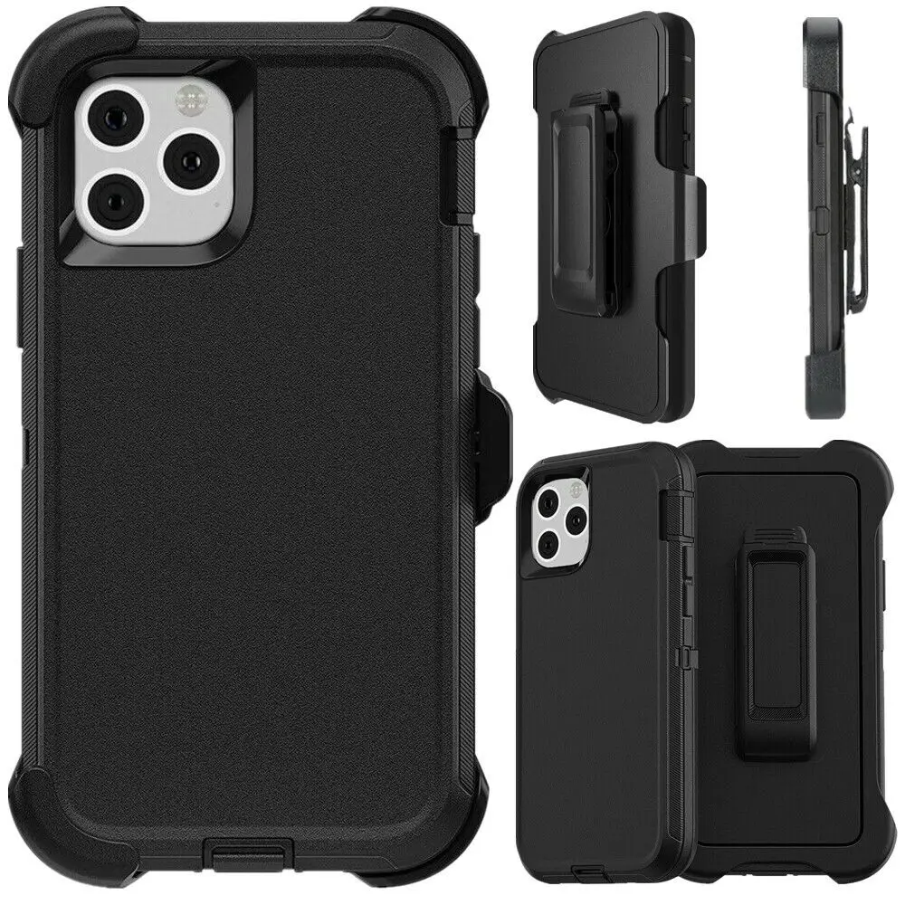 Ultimate 3-in-1 Military-Grade Armor Cover with Belt Clip - Black