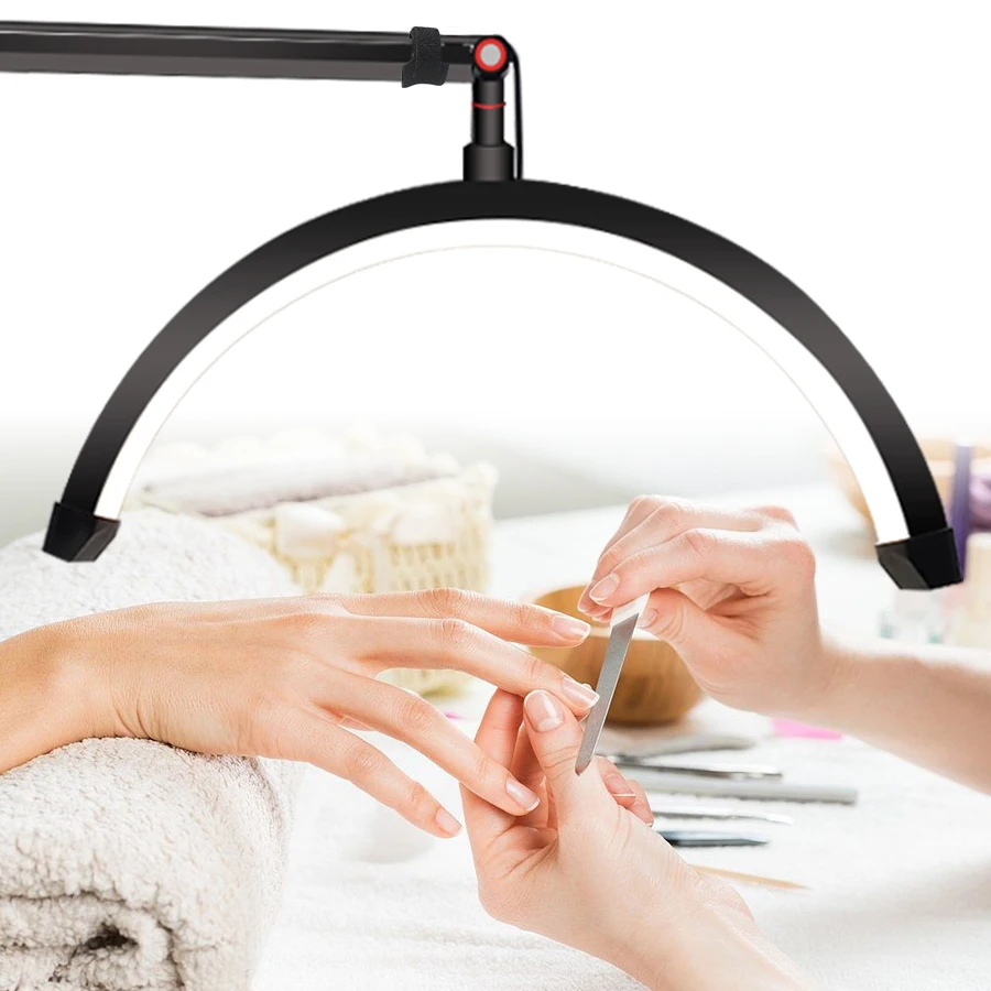Lampada ad anello a LED da 16 pollici a mezza luna, temperatura 20 W, 3000 K-6000 K, per trattamenti di bellezza, cura della pelle, tatuaggi, sopracciglia, riprese_voghion.com