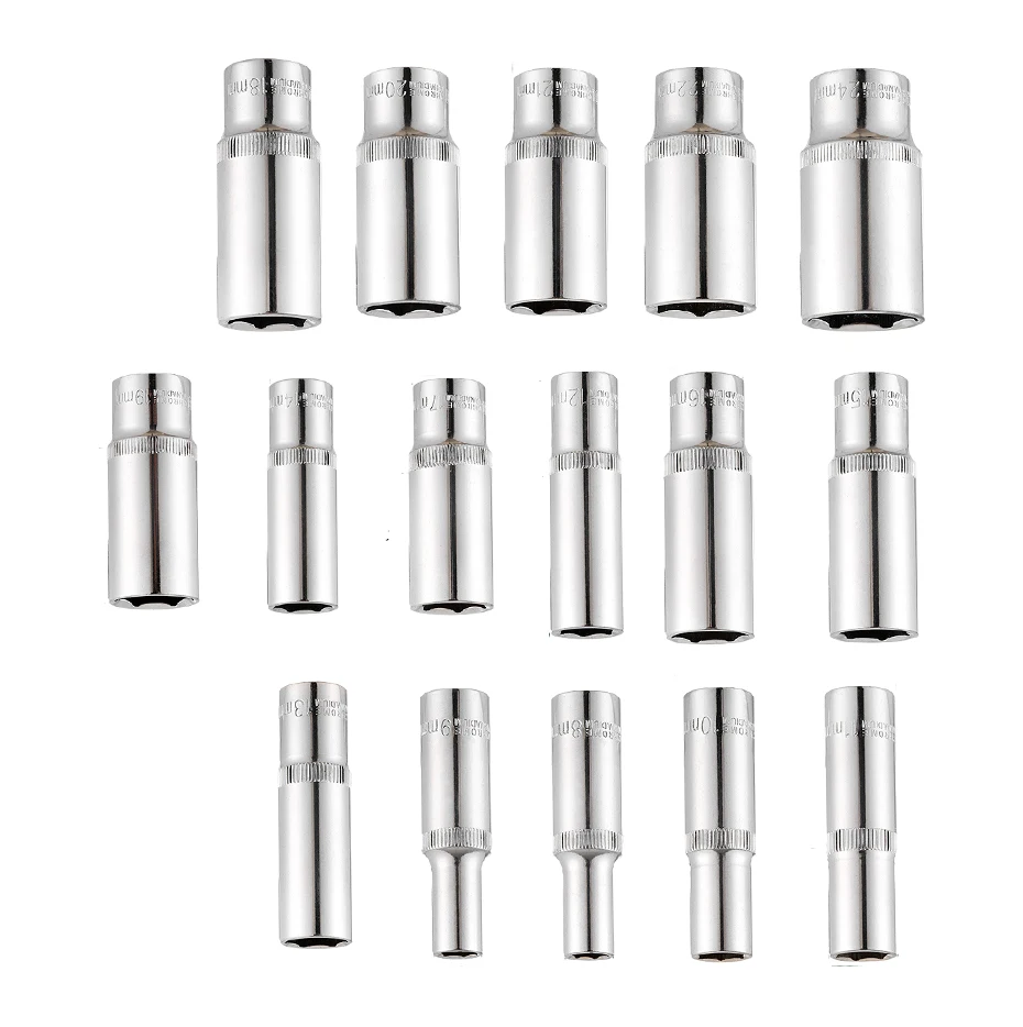 1pc 8-24mm Mm Deep Socket Adapter 3/8" Hex Socket Wrench Head Ratchet Hex Socket Nozzle Nut Driver Drill Hand Tool 5