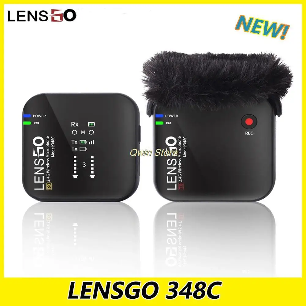 

LENSGO 348C Lavalier Wireless Microphone Video Camera Shooting for Canon Nikon SONY Camera Voice Recorder With Charging Case