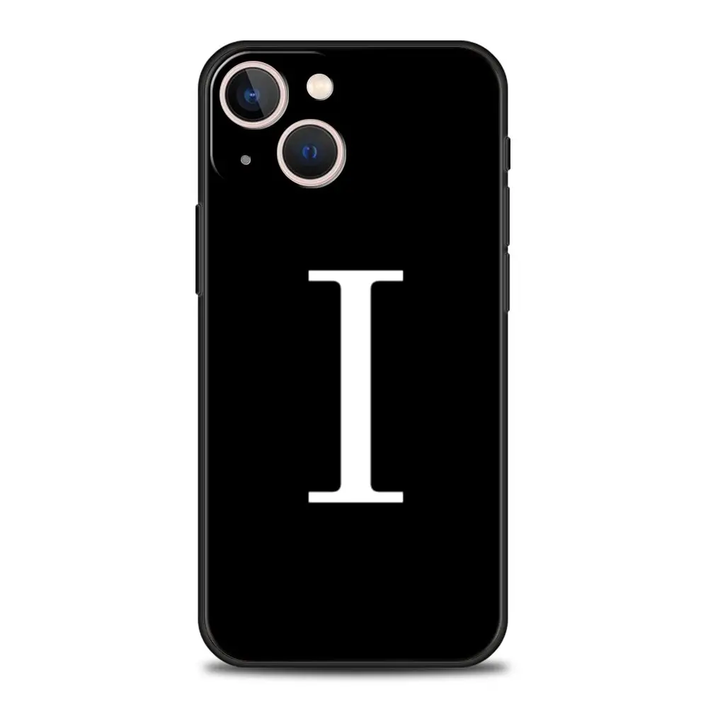 Elegant Customizable Initial Letter Black Phone Case - Luxury Fashion Cover