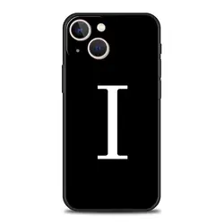 Elegant Customizable Initial Letter Black Phone Case - Luxury Fashion Cover for iPhone 13 Mini (A1)