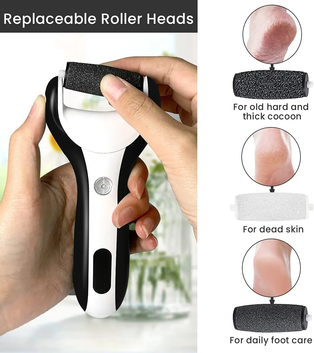 Electric Foot File Pedicure File Callus Remover Machine Pedicure Device Foot Care Tools Feet For Heels Remove Dead Skin black 5