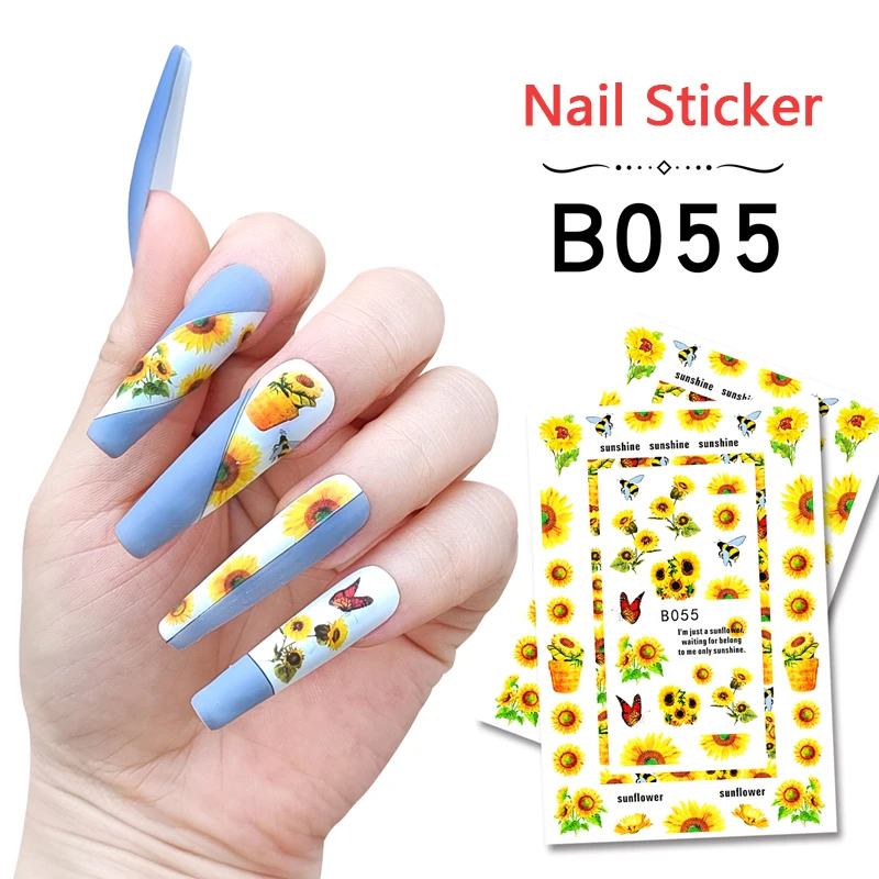 Stickers Décalcomanie Pour Nail Art - Motifs Fleurs Tournesol - Accessoire Ongles Neuf