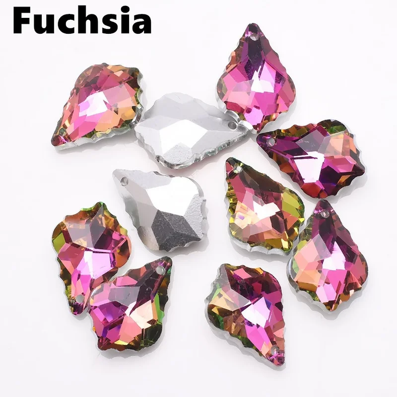 10개 15x22mm 싱글 홀 참 크리스탈 바로크 펜던트 단풍잎 모양 유리 비즈 DIY 쥬얼리 제작 목걸이 귀걸이용