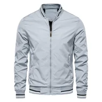 Nouvelle veste homme printemps-automne - manteau coupe-vent décontracté et léger avec fermeture éclair, col et poignets côtelés rayés. 6