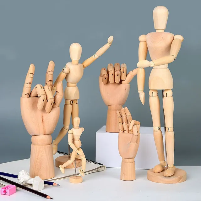 Wooden Hand Body Draw Action Toys Drawing Sketch Mannequin Model Movable Limbs Figures Home Decor Artist Models Jointed Doll 1