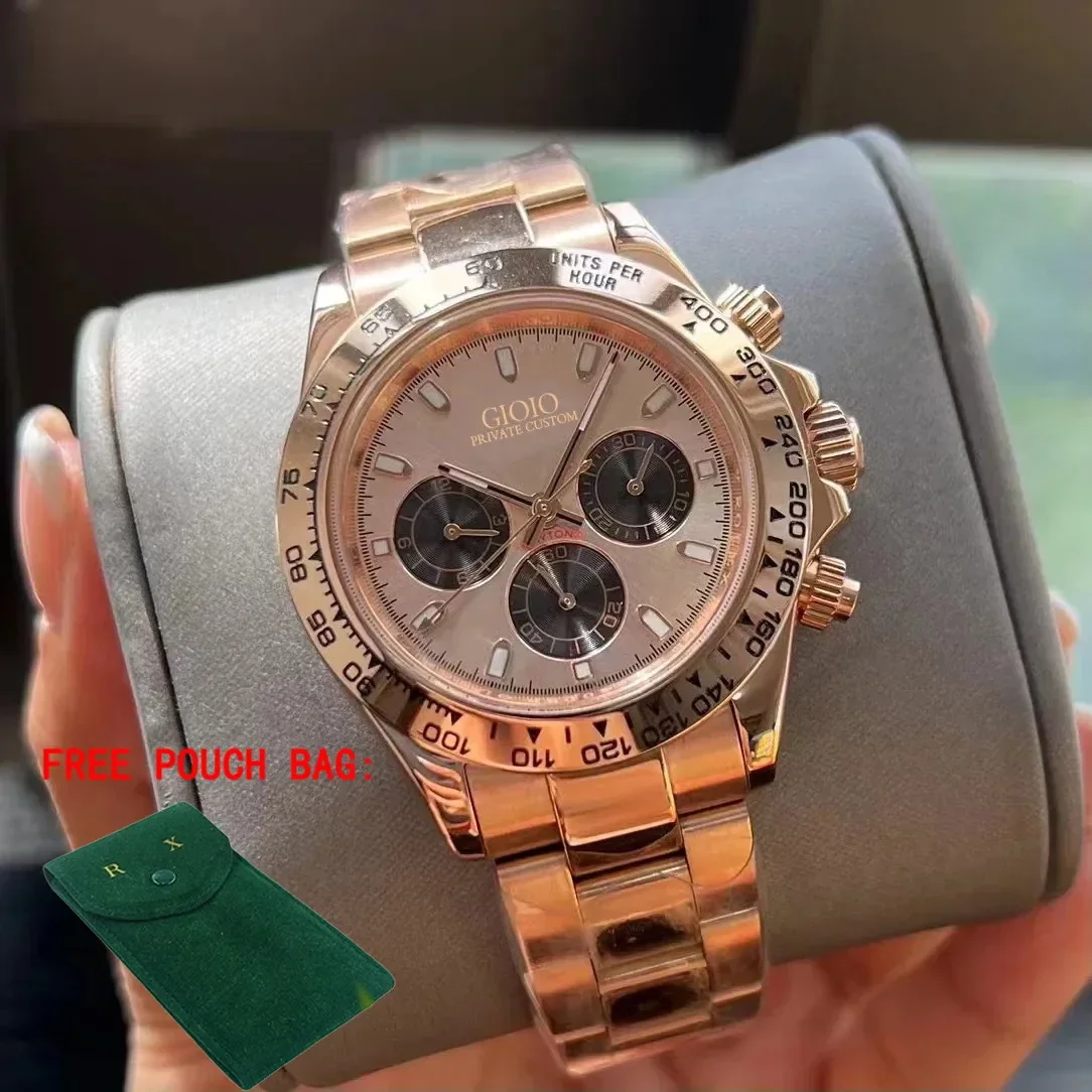 

Luxury Men's Automatic Mechanical Watch 904L Stainless Steel Rose Gold Coffee Panda Wristwatch