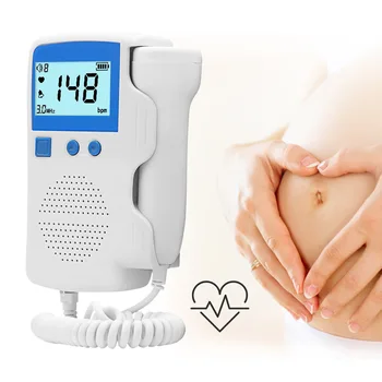Doppler Fetal Heart Rate Monitor Home Pregnancy Baby Fetal Sound Heart Rate Monitor LCD Display No Radiation 3.0 Mhz