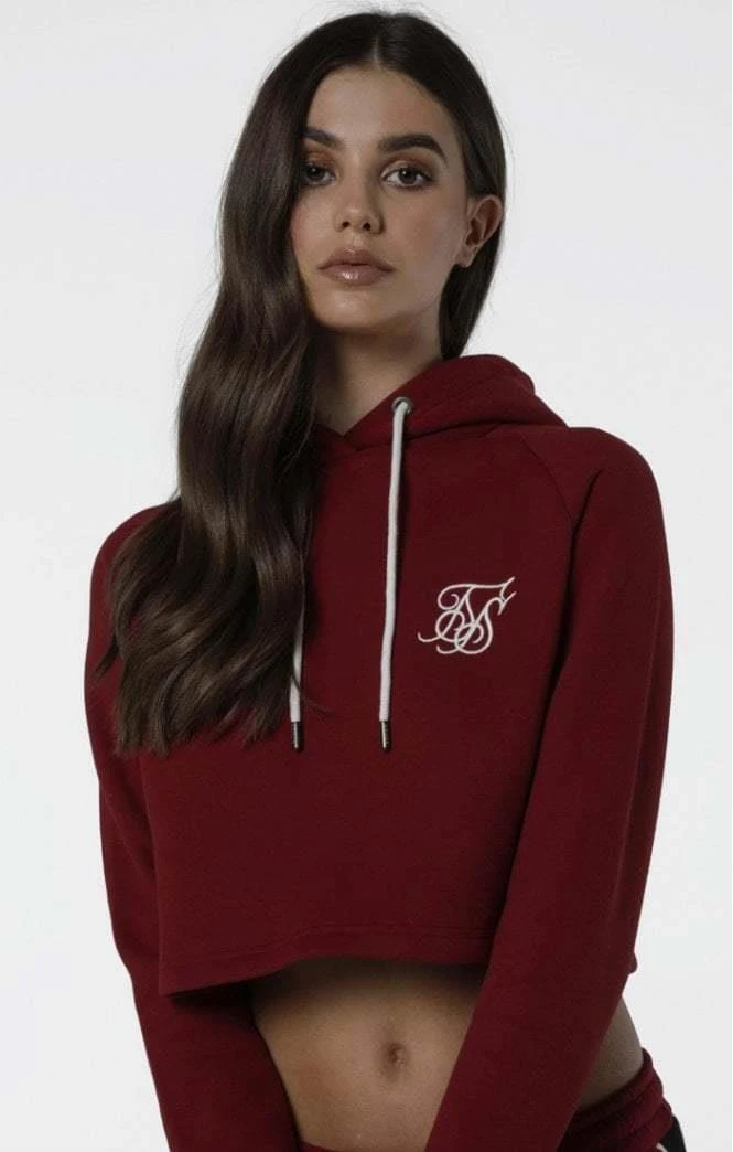 SikSilk Sudadera corta capucha para mujer, rojo Claret|Sudaderas con capucha y sudaderas| - AliExpress